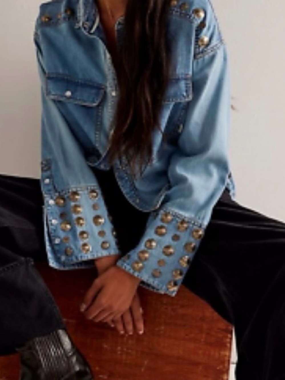 NWT- Free People - Austin Denim Top - Medium - Picture 3 of 11